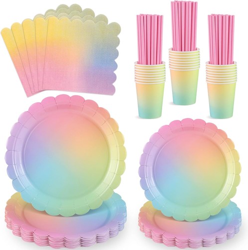 Regenbogen partygeschirr set - partygeschirr,