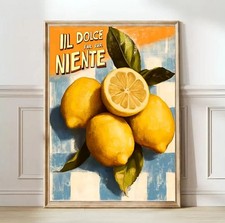 Zitronen Italien il dolce niente Leinwand Bild - gerahmter Druck - Poster Papier - Wandbild