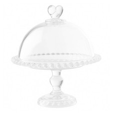 Tortenplatte mit Glashaube auf Fuß 19,5 cm – Glasplatte für Kuchen & Desserts