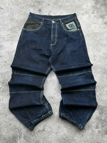 Dark wash baggy jeans - dark,