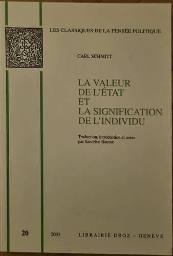 Carl schmitt valeur - la,