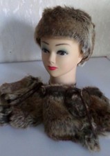 3-tlg. Warmes Winterset  Stulpen Beinstulpen und Stirnband Kunstfell Braun NEU