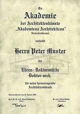 Diplom Urkunde Ehren Doktor Titel Architekt