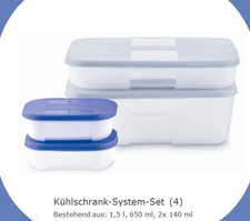 TUPPERWARE Kühlschrank System 1,5 L , 650 ml , 2 x 140 ml flach Tupper Dosen neu