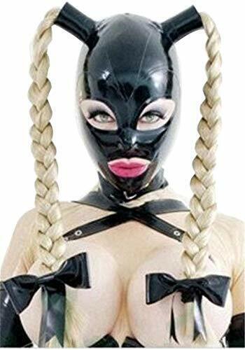 Latex maske blonde - maske, zöpfe