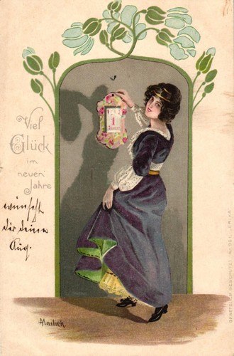 Neujahr dame mit kalender - neujahr,,