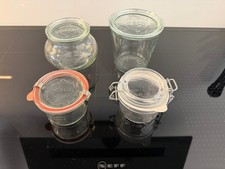 4 Einmach-Gläser mit Deckel davon 3 x Weck Gläser