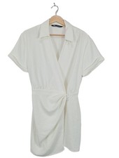 ZARA Wickelkleid Damen Kleid Gr. DE 34 weiß Casual-Look