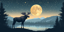 Kaffeetasse Elch bei Vollmond