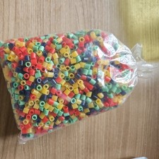 Walzenperlen aus Plaste DDR, unbenutzt bunt 290g , Basteln,Fädeln,Bügelperlen 