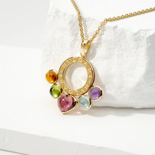 BULGARI ALLEGRA ANHÄNGER 5 STEINE MIT 18KT GOLDKETTE 42CM