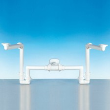 1 1/4" Raumspar Siphon Sifon Syphon  Bad Doppel Waschbecken Geruchsver A.1115.69