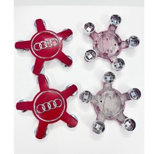 4x 135mm Rot Nabenkappen Felgendeckel Allufelgen Black Wheel Cap für Audi NEW