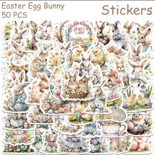50x Osterhasen Sticker Set Easter Bunny Deko Aufkleber Frühling Ostern Basteln