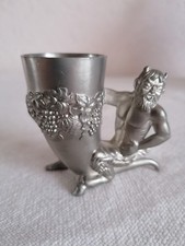 Schnapsbecher  , Becher mit Teufel, Zinn