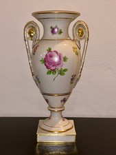 Dresden Potschappel Amphorenvase 29,5 cm Porzellan handbemalt Gold Blumendekor