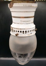 Antike emaillierte Gaslampe "Graetzinlicht" D.R.P. UMGEBAUT & NEUVERKABELT RAR