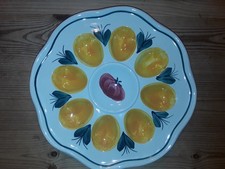 Wilhelmsburger Keramik Eierteller Eierplatte Servierplatte 24cm handbemalt Retro