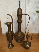 Lot  Große Kanne { 70 cm) und Vase {40cm)kl. Kanne  Indische Messing Handarbeit