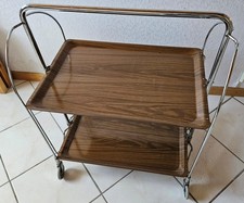 klappbarer Teewagen auf Rollen - Servierwagen Rollwagen Beistelltisch Klapptisch