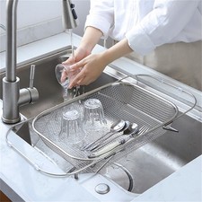 Edelstahl Spüle Sieb Korb erweiterbar für Gemüse Obst Abtropfen