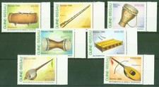 Guinea Bissau 1989 - Musikinstrumente - Balafon Flöte Tanbur Laute Nr. 1011-17 ⁑