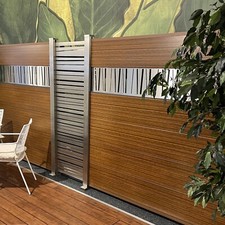 Alu Aluminium Sichtschutzzaun Gartenzaun XL Bambus mit Designelementen Linea