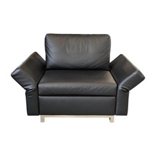Signet Schlafsessel Nick Leder Namibia Schwarz Füße Chrombügel 