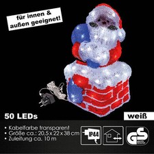 LED Weihnachtsfigur Acryl Weihnachtsmann 38cm Figur beleuchtet Weihnachtsdeko