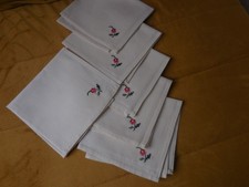 6 Stoffservietten 70er Jahre naturfarben 26 cm top erhalten Kreuzstich gestickt