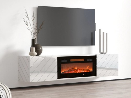 Lowboard ravif mit kamin - tv-lowboard,