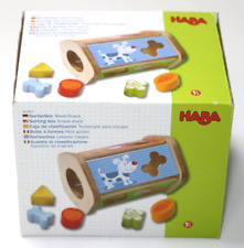 HABA 302973 - Sortierbox Steck-Snack, Sortierspiel mit lustigen Tiermotiven und
