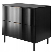 Waschtischunterschrank Badschrank 80 cm mit Arbeitsplatte Schwarz und Beinen 