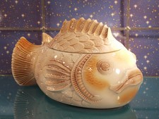 Terrine Fisch Fischform Suppen Deckel Topf Fayenceries de Digoin ANTIK  17x20x31