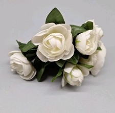 Rosen Blumenstrauß klein Kunstblumen 12cm hoch Weiß Deko Hochzeitsstrauß Strauß 