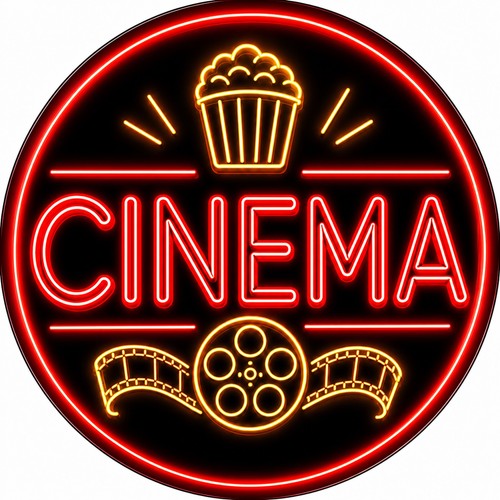 Blechschild rund 30cm - 30cm, cinema