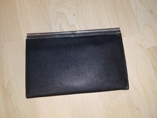 Handtasche Clutch mini Leder schwarz 5 Fächer Brieftaschenformat Metallrahmen