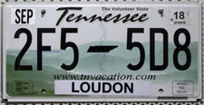 Tennessee Nummernschild USA Kennzeichen Loudon County US License Plate 2 F55 D8