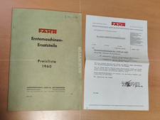 FAHR Erntemaschinen Ersatzteile Preisliste 1960 Landwirtschaft traktor MK6