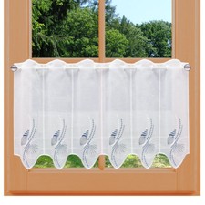 Maritime Scheibengardine Fabia Badgardine mit Muscheln Echte Plauener Spitze