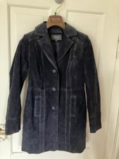 Ledermantel, Gehrock, dunkelblau ,blau, Manguun Größe 38