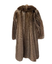 Fellmantel Fur Coat Echtfell Pelz Jacke Wintermantel Braun 36-38 Damen