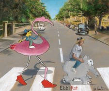 XL Farbsiebdruck Otto Waalkes " EBBI ROT FLAMINGO " handsigniert NEU