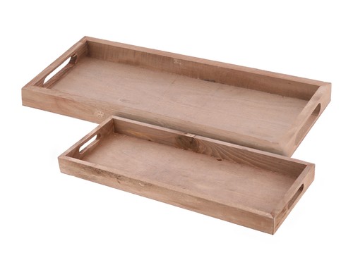Holz kerzen tablett natur 2er - kerzen,