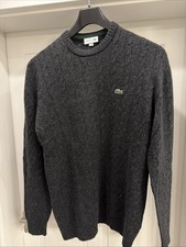 Lacoste Pullover Herren Relaxed Fit L Schwarz / Anthrazit Wolle