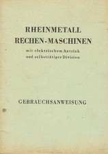 Rheinmetall Borsig AG Awtowelo Gebrauchsanleitung Rechenmaschine KEL DDR um 1951