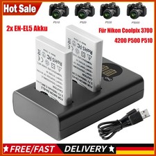 2x1600mAh EN-EL5 Akku+Ladegerät Für Nikon CoolPix P530 P520 P510 P100 P500 P6000