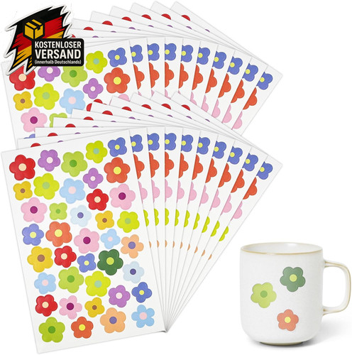 Bunte blumenaufkleber set für - set,