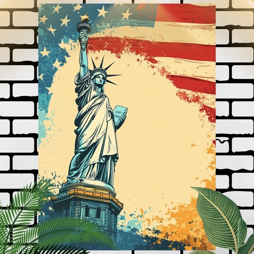 Freiheitsstatue mit usa flagge - mit,