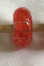 Orig. Trollbeads Glas „Orangene Blüten“, retired, Silber, ungetragen